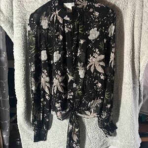 Rachel Zoe Black and White Floral Blouse